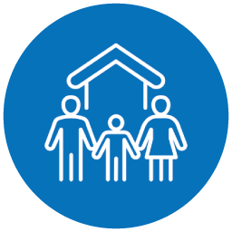 Ikon - familie foran hus